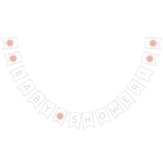 Pink Boho Sun Baby Shower Bunting Flags (All)