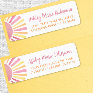 Pink Boho Sun Return Address Label