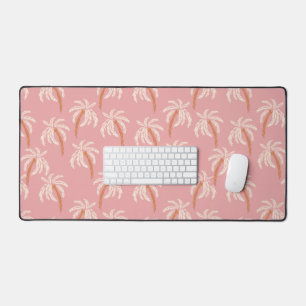 Pink boho tropical palm tree summer beachy  desk mat