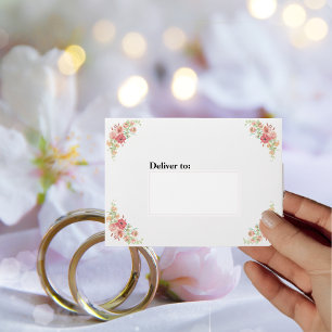 Pink Boho Watercolor Flowers Wedding Invitation  Envelope