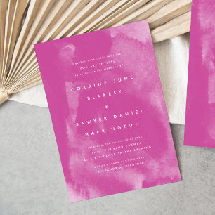 Pink Boho Watercolor Wedding Invitation