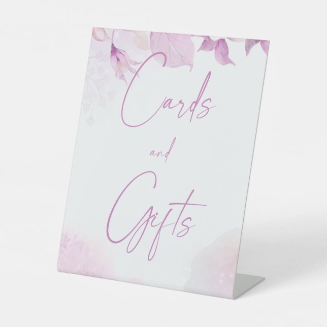 Pink Boho Wedding Cards & Gifts Pedestal Sign (Front)