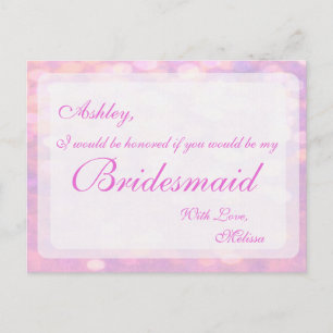 Pink Bokeh   Bridesmaid Postcard