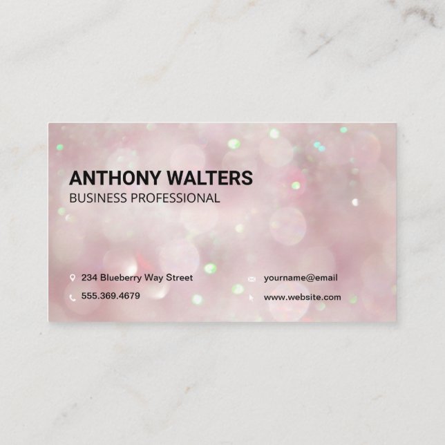 Pink Bokeh Business Card (Back)