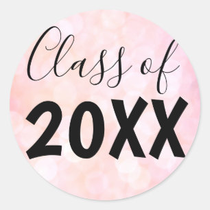 Pink Bokeh Class of Graduation Classic Round Sticker