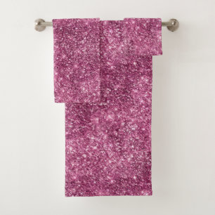 Pink Bokeh Glitter Bath Towel Set