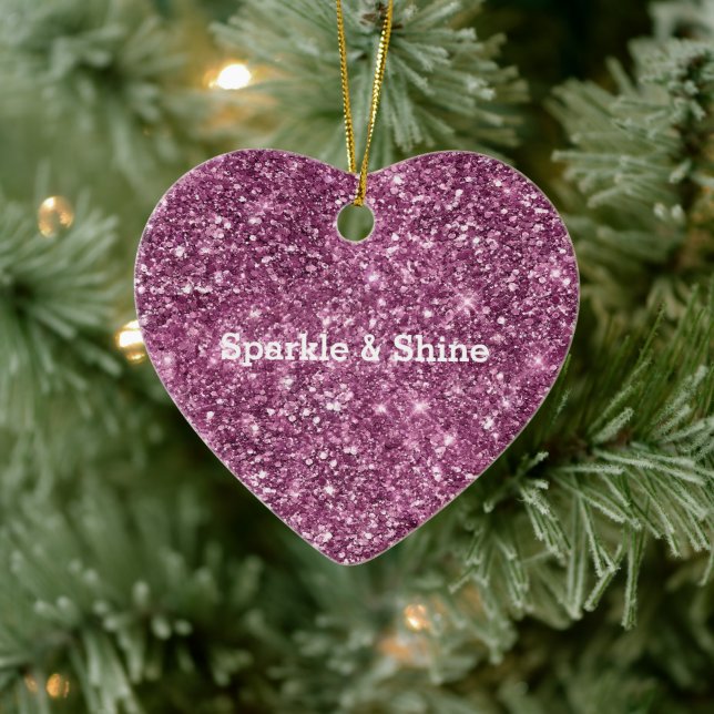 Pink Bokeh Glitter Ceramic Ornament (Tree)