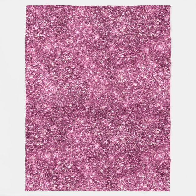 Pink Bokeh Glitter Fleece Blanket (Front)