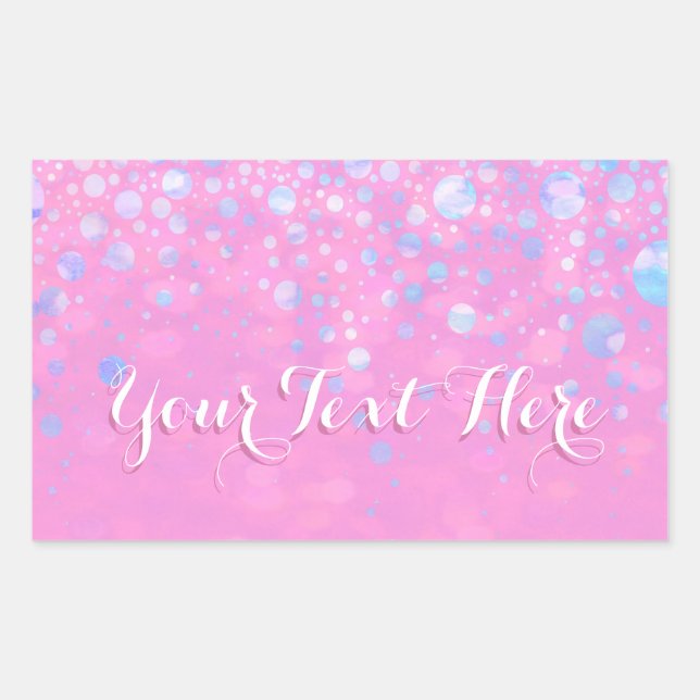 Pink Bokeh Glitter Stars Rectangular Sticker (Front)