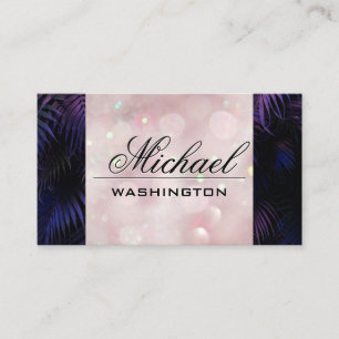Pink Bokeh Glow   Palm Trees Business Card