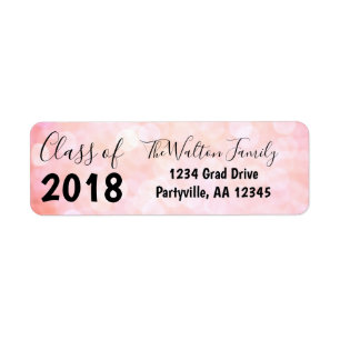 Pink Bokeh Graduation Party Address Labels
