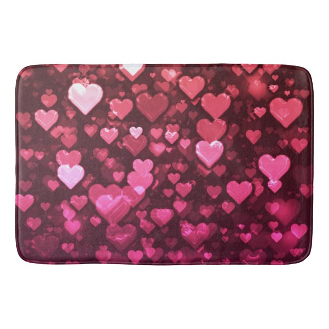 Pink Bokeh Hearts Digital Background Wallpaper Bath Mat (Front)