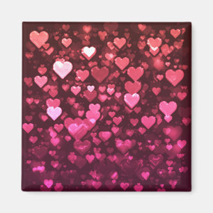 Pink Bokeh Hearts Digital Background Wallpaper Magnet