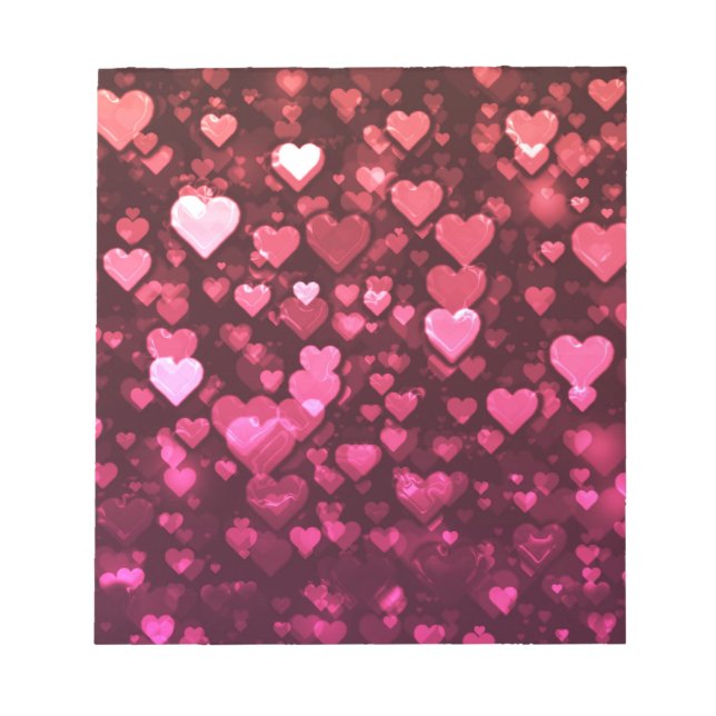 Pink Bokeh Hearts Digital Background Wallpaper Notepad (Front)