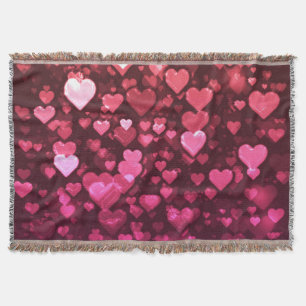 Pink Bokeh Hearts Digital Background Wallpaper Throw Blanket
