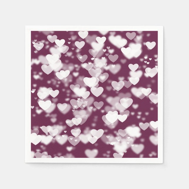 Pink Bokeh Hearts Napkin (Front)