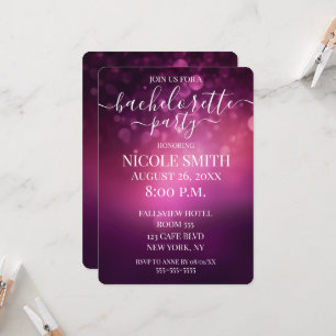 Pink Bokeh Light Bachelorette Party Invitation