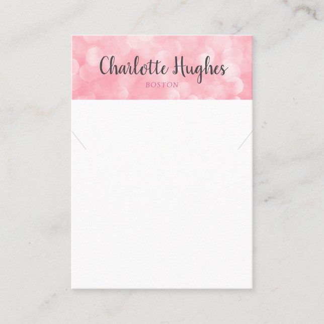 Pink Bokeh Necklace Jewellery Display Card (Front)