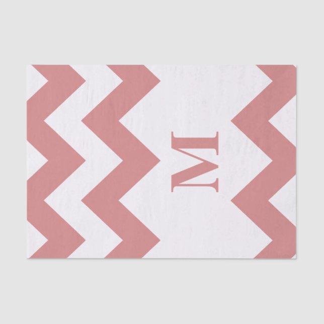 Pink Bold Chevron with monogram Tissue Paper (Front)