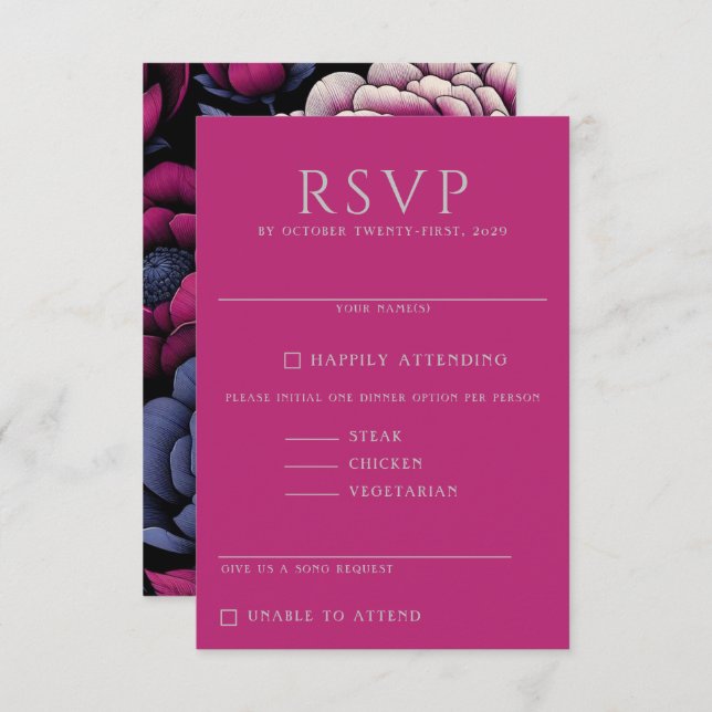 Pink Bold Floral RSVP Card (Front/Back)