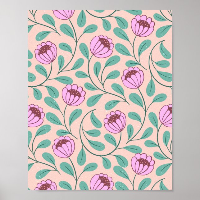 Pink bold florals poster (Front)