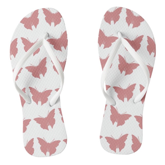 Pink Bold Mod Butterflies Thongs (Footbed)