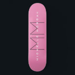 Pink Bold Monogram Modern Minimalist Name Initials Skateboard<br><div class="desc">Trendy Modern Customize Professional Simple Design. You Can Easily Edit Details on the Product.</div>