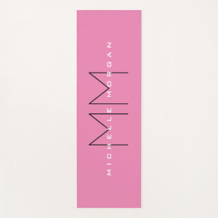 Pink Bold Monogram Modern Minimalist Name Initials Yoga Mat