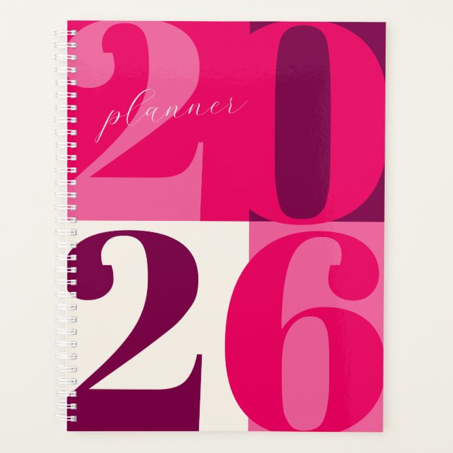 Pink Bold Year Colour Block Planner (Front)