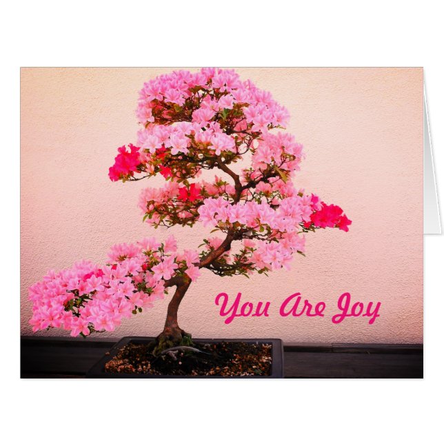 Pink Bonsai Tree greeting card (Front Horizontal)