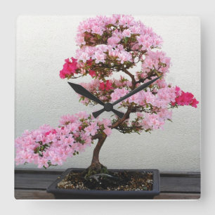Pink Bonsai Tree wall clock