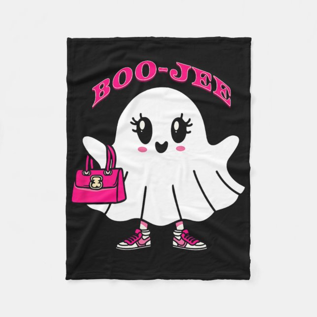 Pink Boo-jee Funny Ghost Halloween  Fleece Blanket (Front)
