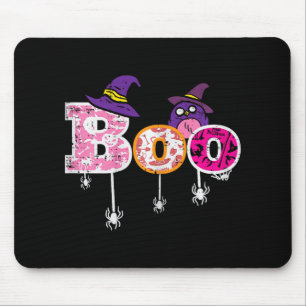 Pink Boo Spider Owl Scary Halloween Costume Women Mouse Pad
