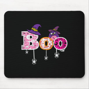 Pink Boo Spider Owl Scary Halloween Costume Women Mouse Pad