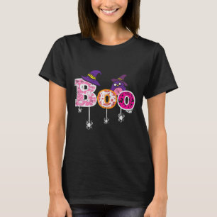 Pink Boo Spider Owl Scary Halloween Costume Women  T-Shirt