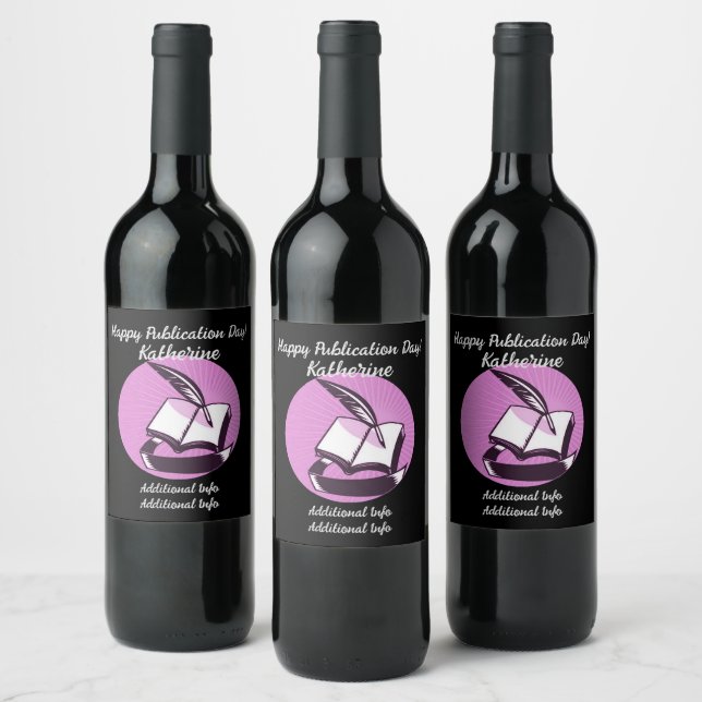 Pink Book And Quill Wine Label (Bottles)