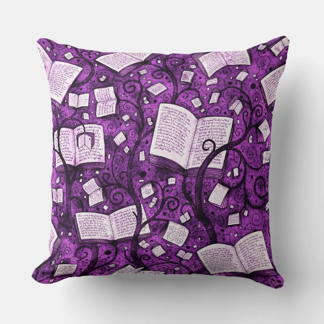 Pink Books Background Cushion (Front)