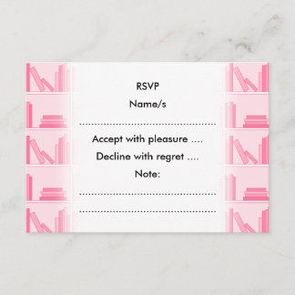 Pink Books on Shelf. RSVP Card