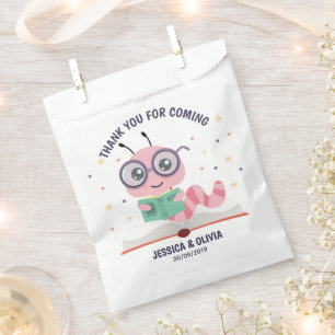 Pink Bookworm Theme Favour Bag