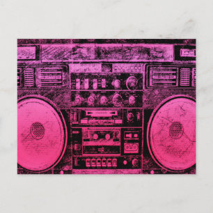pink boombox postcard