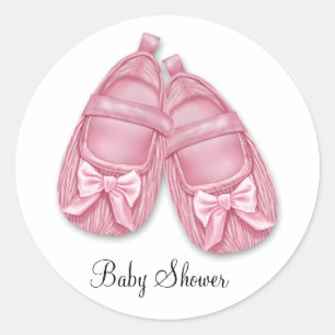 Pink Booties Baby Shower Classic Round Sticker