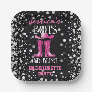 Pink Boots and Bling Bachelorette Party Paper Plate