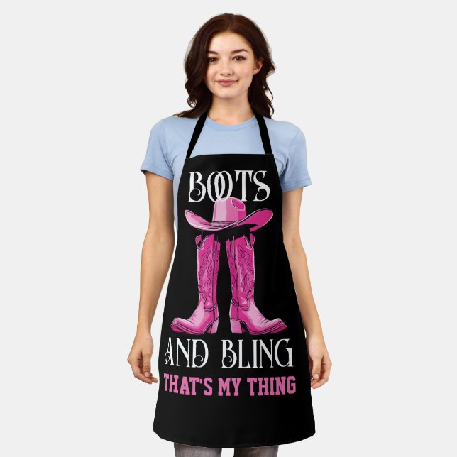 Pink Boots and Bling That's My Thing Apron (Worn)
