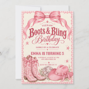 Pink Boots & Bling Birthday Invitation