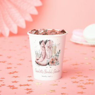 Pink Boots & Bubbly Champagne Glass Bridal Shower  Paper Cups
