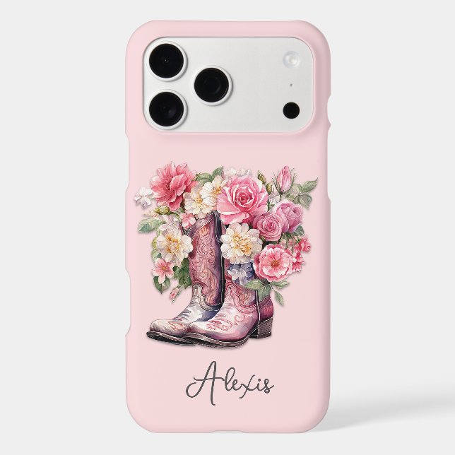 Pink Boots with Flowers Monogrammed (Back)