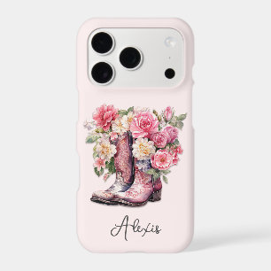 Pink Boots with Flowers Monogrammed