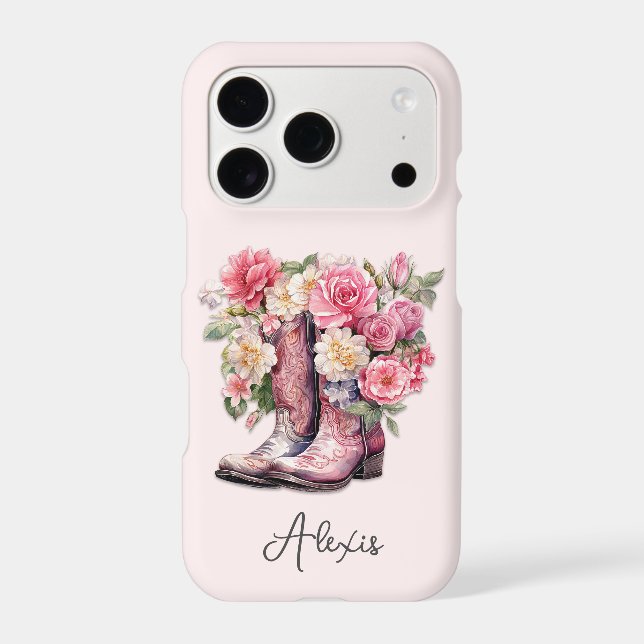 Pink Boots with Flowers Monogrammed (Back)