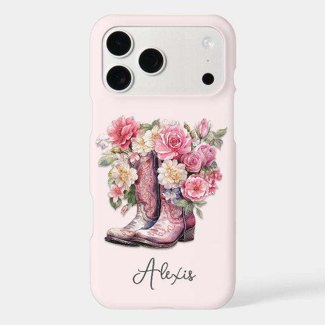 Pink Boots with Flowers Monogrammed (Back)