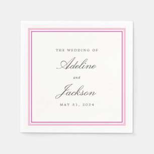 Pink Border Classic Traditional Wedding Napkins